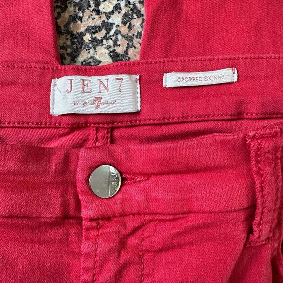 Jen 7 cropped skinny jeans red size 14 high rise plus size seven for all mankind - Picture 3 of 4
